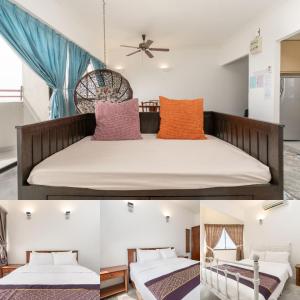 duas fotografias de um quarto com uma cama em Pantai Seaview Resort Batu Ferringhi 1801 - 3 Rooms em Batu Ferringhi