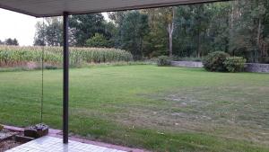 a swing in a yard with a field of grass at Melle Ferienwohnung in Melle