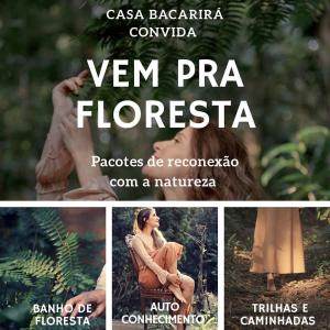 a collage of three pictures of a woman at Casa Bacarirá - Floresta com Yoga e Café da Manhã Vegano in Camburi