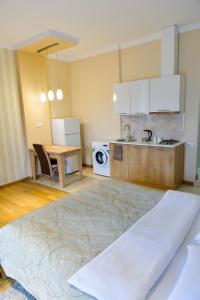 Kuchyň nebo kuchyňský kout v ubytování Happy Stay Hotel