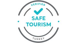 a drawing of a safe tourism sign with the words verified safe tourism at Lonicera Resort & Spa Hotel - Ultra All Inclusive in Avsallar