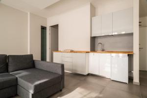Il comprend un salon avec un canapé et une cuisine. dans l'établissement Dimora San Ferdinando 1, à Bari