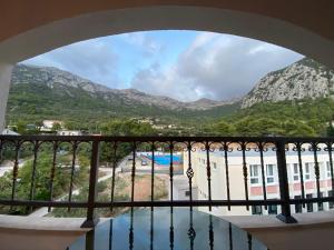 a view from a balcony with a view of mountains at Apartments Grozdana in Gradac