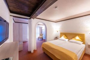 ein Hotelzimmer mit einem Bett und einem TV in der Unterkunft CONTEL Hotel in Koblenz