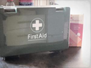 a box with the first aid logo on it at Richmond Luxury flat Fabulous location in Southend-on-Sea