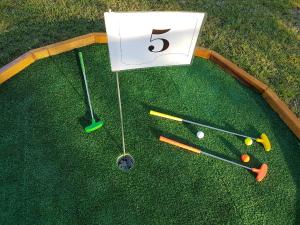 un juego de golf con el número cinco y bolas en La Campaña en São Gabriel