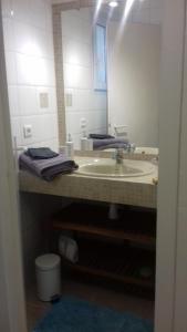 a bathroom with a sink and a mirror at L Atelier Demoiselle in Cadillac