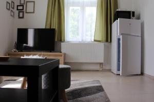 Televízia a/alebo spoločenská miestnosť v ubytovaní Apartmány v podhradí