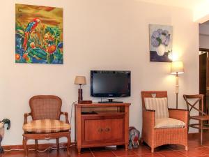 a living room with a tv and two chairs at Apartamento Sintra in Sintra