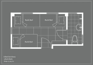 The floor plan of Stay Samed Hostel