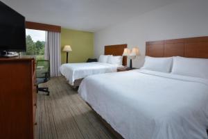 a hotel room with two beds and a flat screen tv at Holiday Inn Express Lynchburg by IHG in Lynchburg +33 photos