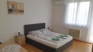 un piccolo letto in una camera con tavolo di Veszprem Kucko a Veszprém