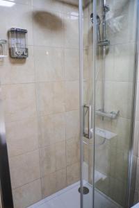 CandalMontanhas do Xisto - Casa da Parreira的浴室里有玻璃门的淋浴间