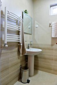 W łazience znajduje się umywalka i lustro. w obiekcie Gold Guest House w Kutaisi