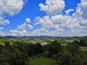 vista di una città da una collina con nuvole di Apartment Viksa with Jacuzzi a Zagabria