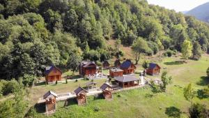 an aerial view of a house on a hill at Gradine - Katun kamp in Plav