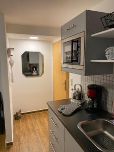 Η κουζίνα ή μικρή κουζίνα στο Saale Unstrut Ferienwohnung I