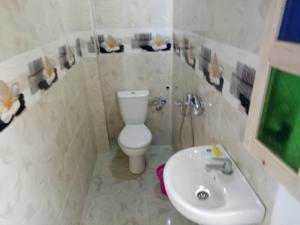 a bathroom with a white toilet and a sink at Family Room for 6 peoples Sunny Riad Inside Medina Fes El Bali in Fez