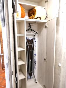 a cabinet with skis in it in a room at Vila Violeta in Šabac
