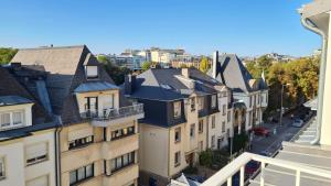 an aerial view of buildings in a city at Top Floor Luxembourg City Studio with a Great View in Luxembourg