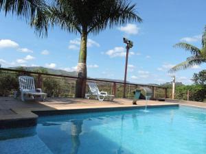 basen z dwoma krzesłami i palmą w obiekcie Pousada Adventures - Suites Luxo Hidromassagem - Piscina - Campão de Futebol - Capitolio MG w mieście Capitólio +52 zdjęcia