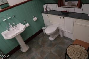 a bathroom with a white toilet and a sink at Corunna Bed & Breakfast and Garden Cottage in Inverness