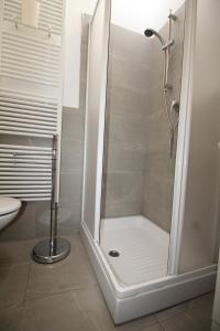 a shower stall in a bathroom with a toilet at Trentino Apartments - Casa Moser in Folgaria +49 photos