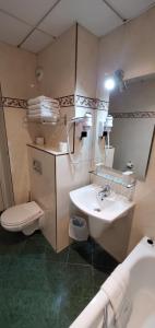 a bathroom with a sink and a toilet and a mirror at Metropol in Paris +37 photos