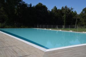 a large swimming pool with blue water at Residence Il Piviere app 7 with private garden in Calambrone