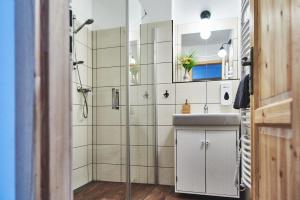 Kuchyň nebo kuchyňský kout v ubytování Apartmány Na Faře