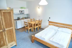Kuchyň nebo kuchyňský kout v ubytování Apartmány Na Faře