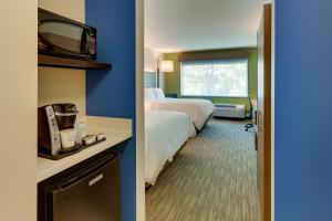 Habitación de hotel con cama y TV en Holiday Inn Express & Suites - Roanoke – Civic Center, en Roanoke