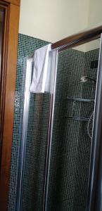 a shower with a glass door with a white towel on it at Il Palazzotto in Isernia