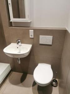 a bathroom with a toilet and a sink at Apartment "Lyon" in Korschenbroich