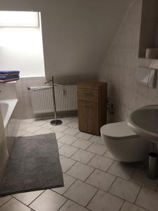 a bathroom with a toilet and a sink at Schmidtapartment in Weimar