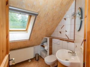 ein Bad mit einem Waschbecken und einem WC in der Unterkunft Ferienwohnung Letsch in Burg