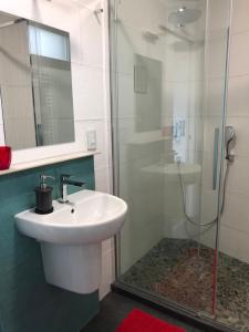 纳尔多Sunny Apartments的带水槽和淋浴的浴室