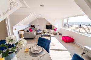 a living room with a view of the ocean at Stunning Sea View Penthouse – 2 Bedroom – 2 Bathroom in Gorleston-on-Sea