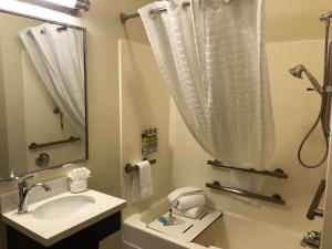 y baño con lavabo y ducha. en Candlewood Suites Greenville NC, an IHG Hotel, en Greenville