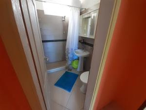 a small bathroom with a toilet and a sink at Family apartment Garden and Sea in Petrovac na Moru +20 photos