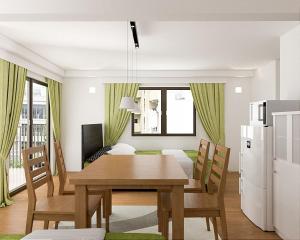 a kitchen and dining room with a table and chairs at Asakusa HomeSuites Tokyo in Tokyo