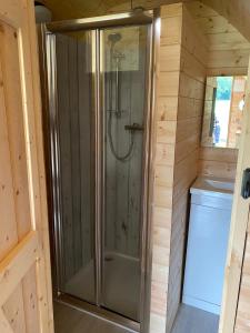 a shower in a tiny house at Old Hall House, NEC in Meriden