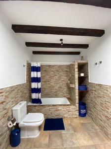 uma casa de banho com um WC e uma banheira em Villas Thiago em Tinajo