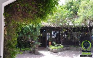 a building with a bunch of trees in front of it at Hotel Los Frayles in Villa de Leyva