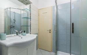 a bathroom with a sink and a shower at Apartment Marino in Poreč +16 photos