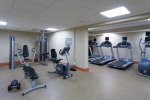 un gimnasio con un montón de equipos de ejercicio en una habitación en Holiday Inn Harrisburg I-81 Hershey Area, an IHG Hotel en Grantville