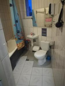 a bathroom with a toilet and a sink at New York Hostel in Lviv