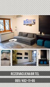 un collage di immagini di un soggiorno di Apartments REST - Centar a Novi Sad