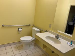 ダブリンにあるRelax Inn & Suitesのバスルーム(トイレ、洗面台、鏡付)