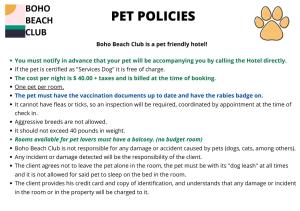 a screenshot of the pet policies page of the beach club website at BOHO Beach Club in Boqueron